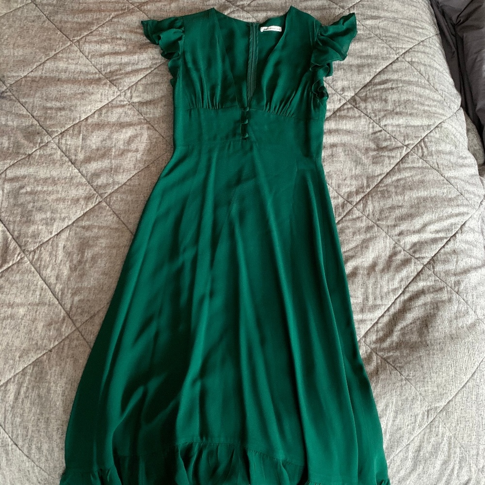 Reformation Silk Green Dress